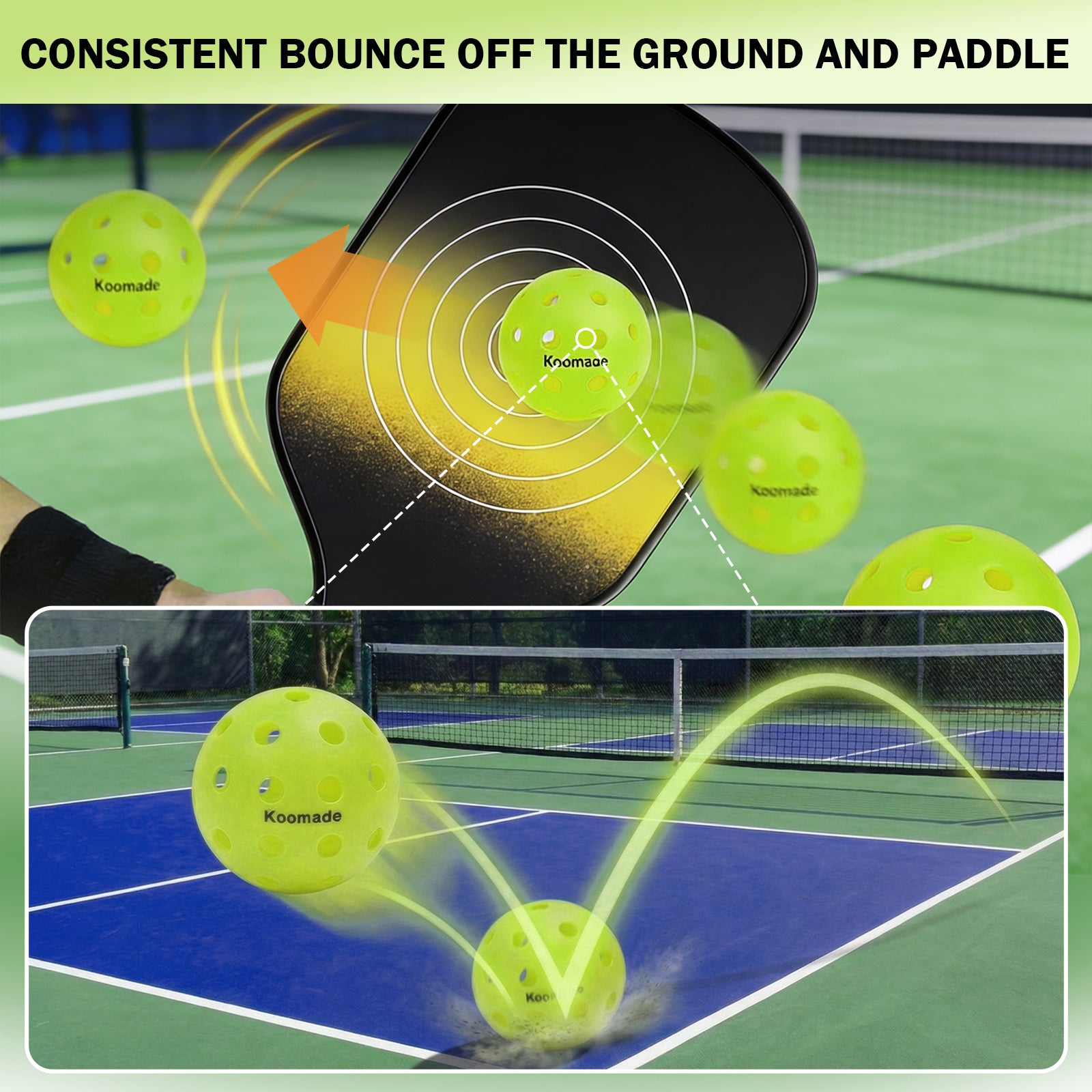 Koomade 8/16 Pack 40-Hole Pickleball Balls, USAPA Standard, Durable Outdoor/Indoor Pickle Balls with Consistent Bounce, Multi-Color Bulk Set for All Courts