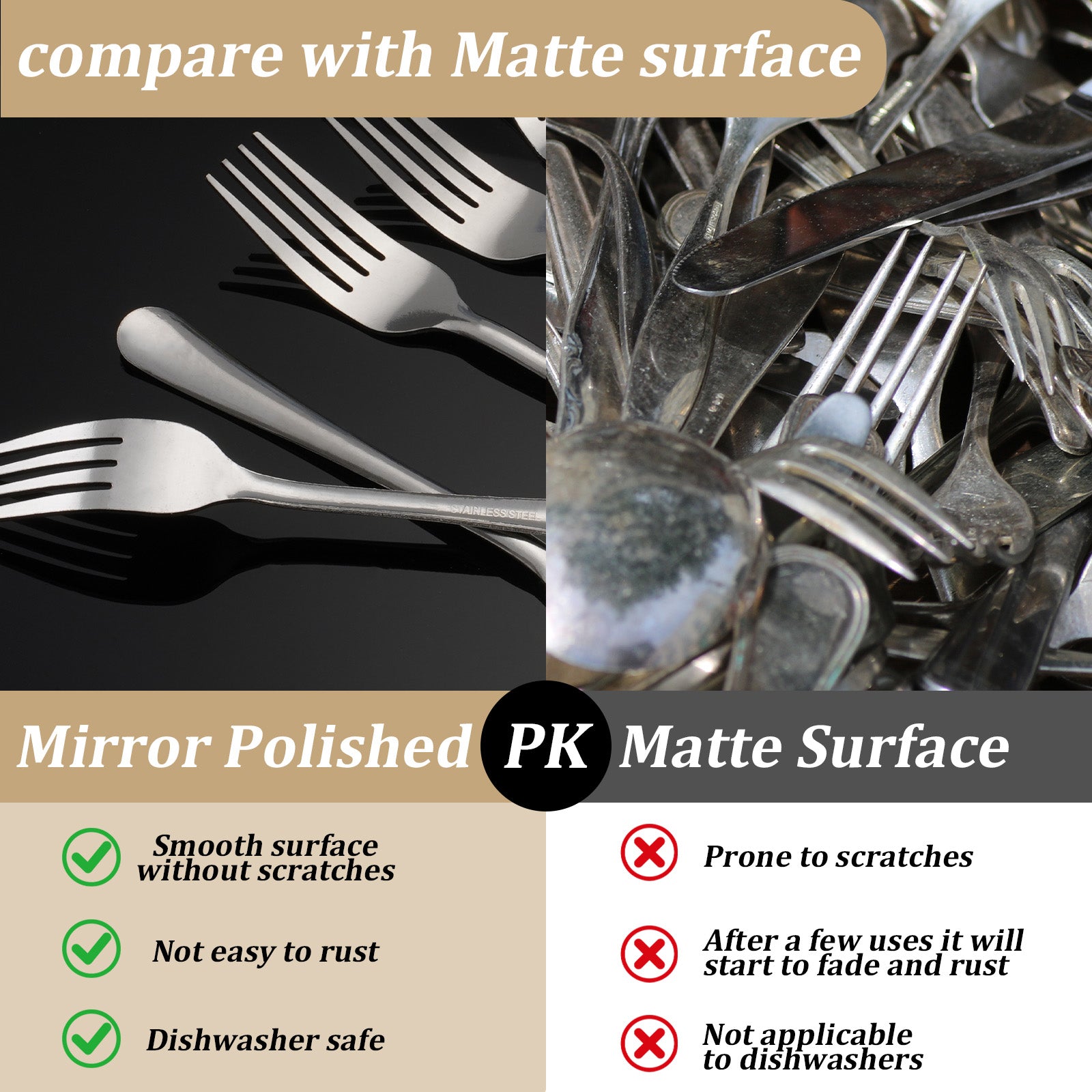 60-Piece Stainless Steel Silverware Set - Polished Dinner Spoons, Tea Spoons & Dinner Forks