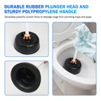 1/2 Pack Toilet Plunger, Heavy Duty Rubber Plunger with Long Handle for Bathroom Kitchen Drains