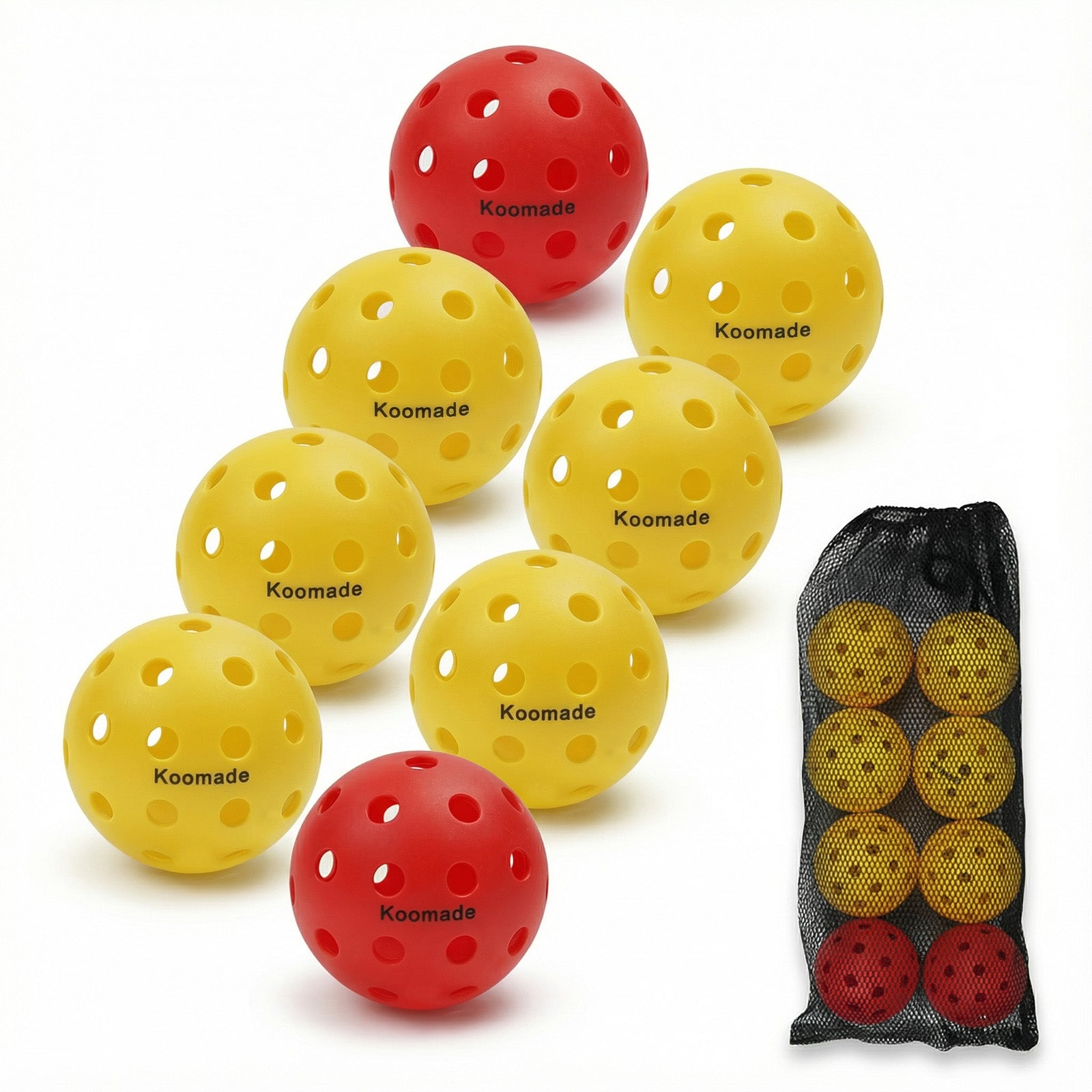 Koomade 8 /16 Pack 40-Hole Pickleball Balls - Durable, Consistent Bounce for All Courts