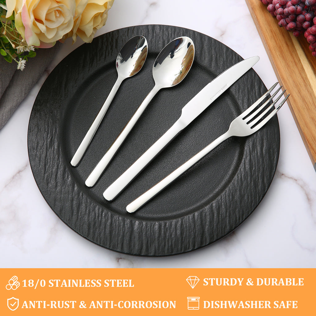 24-Piece Stainless Steel Flatware Set for 6 - Mirror Polished Silverware Cutlery Set, Dishwasher Safe