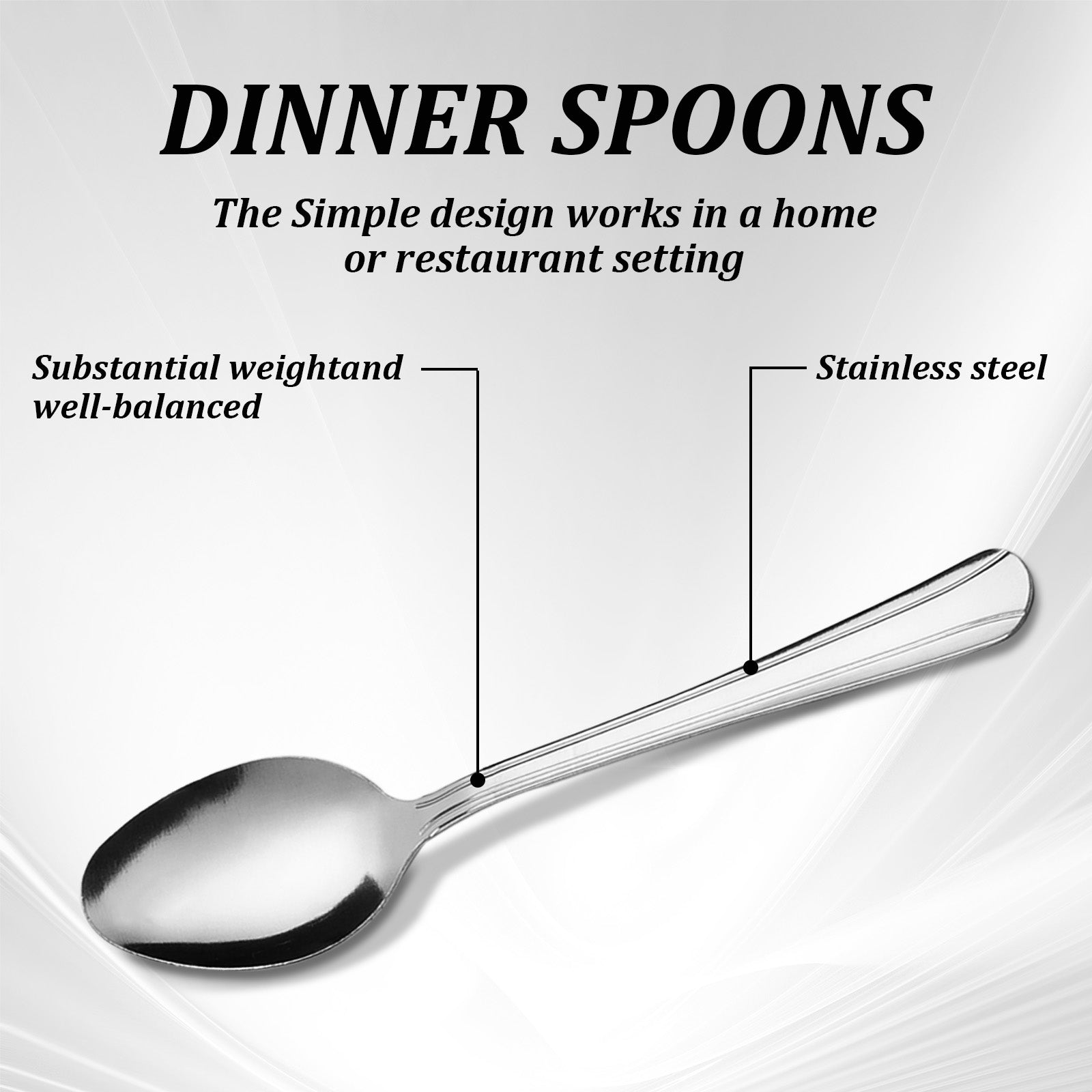 36/60-Piece Stainless Steel Dinner Spoons Set, 7.1" Food-Grade Metal Spoons for Home & Restaurant