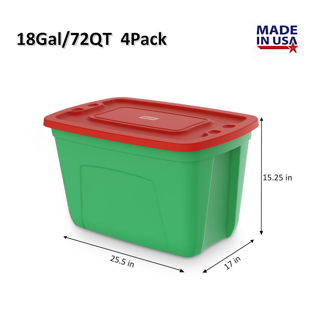 SimplyKleen 18-Gallon Storage Bins with Lids, 4-Pack Heavy-Duty Stackable Plastic Storage Totes