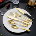 24 PCS Gold Silverware Set for 4 with Stainless Steel Flatware, elegant tableware, Dinner Utensils