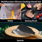 12-Piece Kitchen Gadgets Set - Non-Stick Silicone Utensils with Wood Handles, Dishwasher Safe for Everyday Cooking