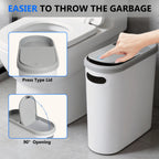 2-Pack 10L Slim Trash Can with Press Lid - Odor Control, Waterproof for Bathroom & Kitchen