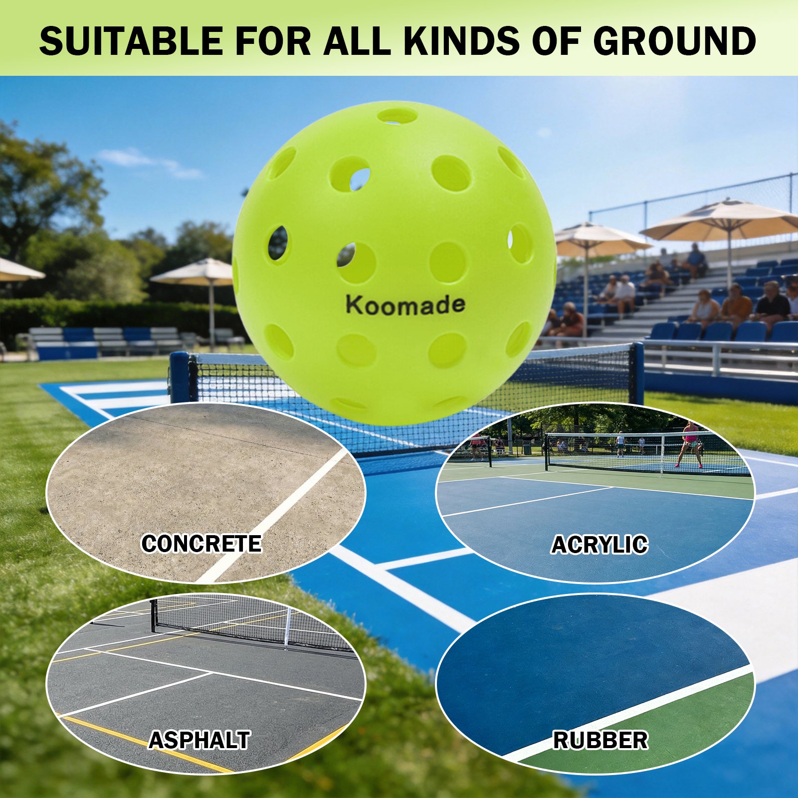 Koomade 8/16 Pack 40-Hole Pickleball Balls, USAPA Standard, Durable Outdoor/Indoor Pickle Balls with Consistent Bounce, Multi-Color Bulk Set for All Courts