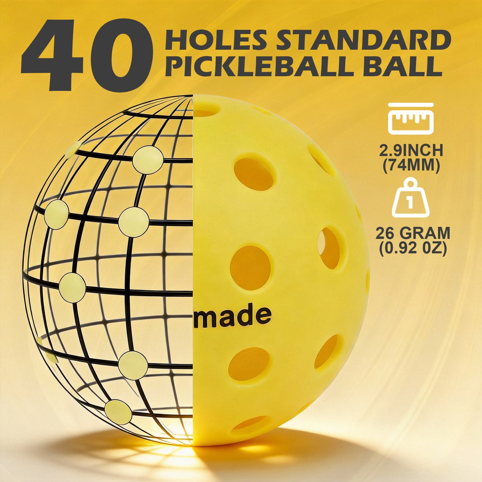 Koomade 8 /16 Pack 40-Hole Pickleball Balls - Durable, Consistent Bounce for All Courts