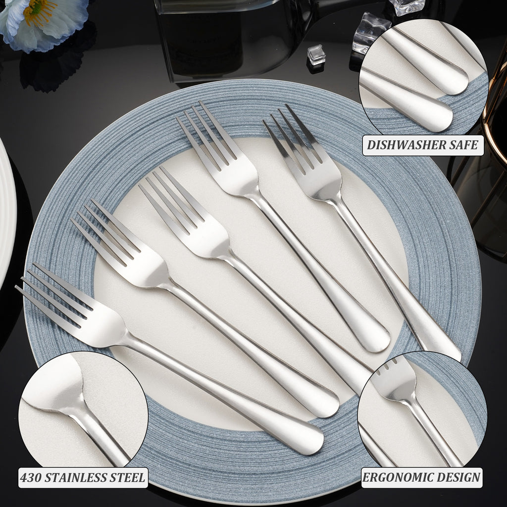 60-Piece Stainless Steel Silverware Set - Polished Dinner Spoons, Tea Spoons & Dinner Forks