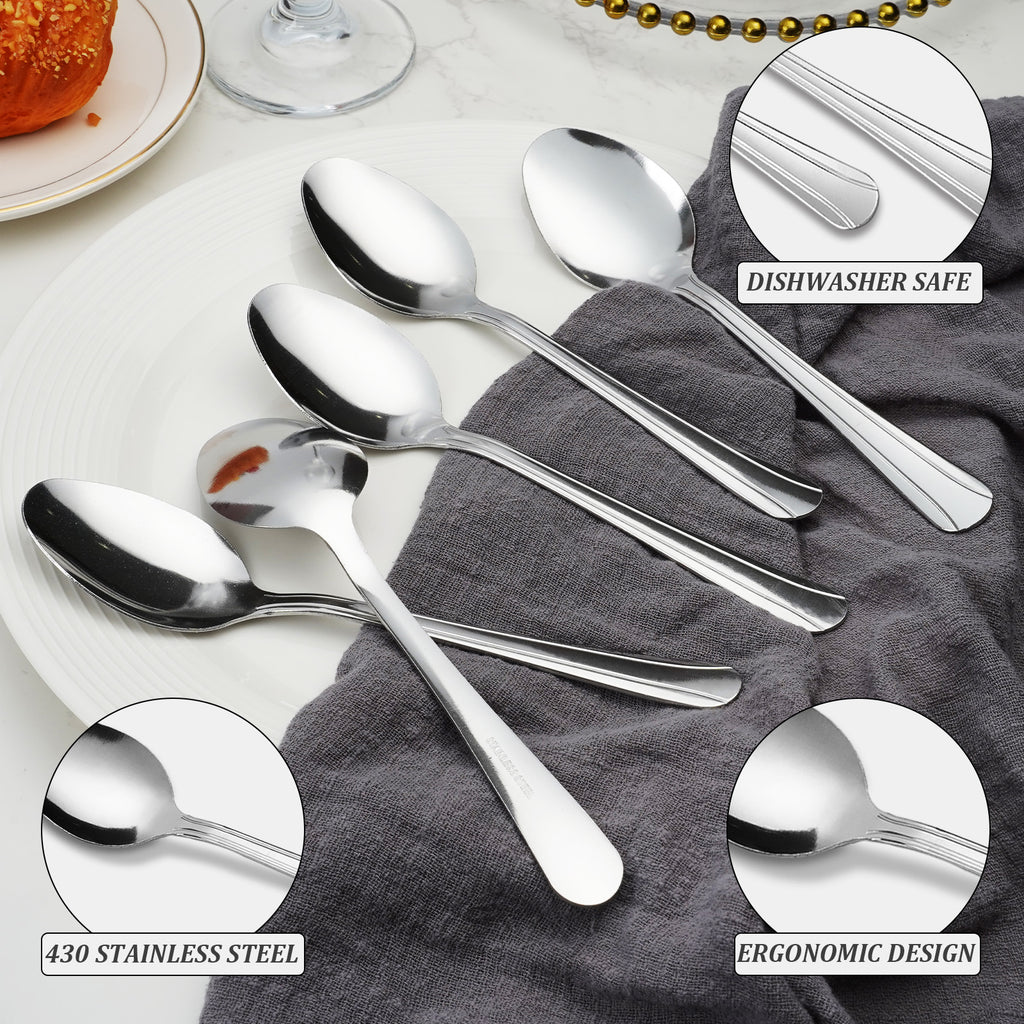 36/60-Piece Stainless Steel Teaspoons, 5.9" Food-Grade Coffee & Tea Spoons for Home & Kitchen