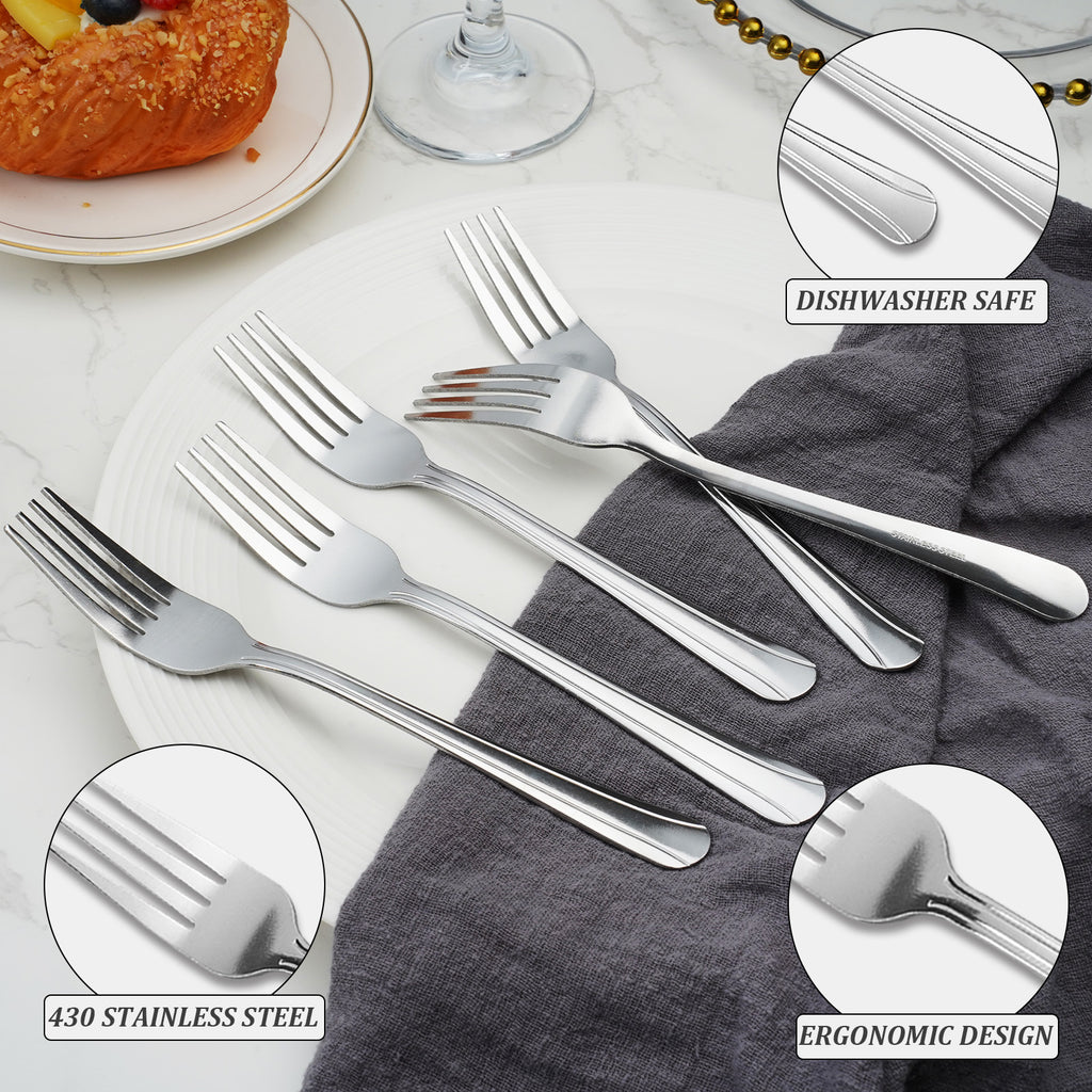 36/60-Piece Stainless Steel Dinner Forks Set, 7.1" Food-Grade Metal Forks for Home & Restaurant