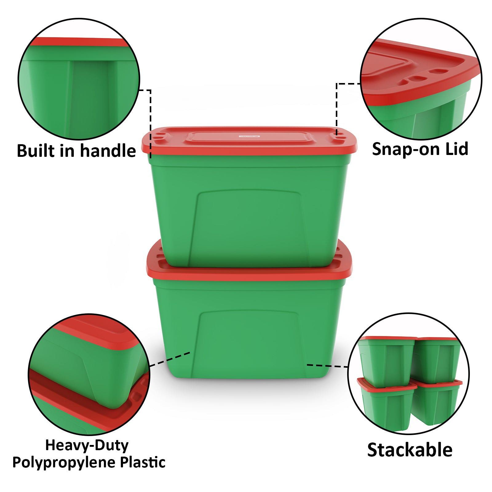 SimplyKleen 18-Gallon Storage Bins with Lids, 4-Pack Heavy-Duty Stackable Plastic Storage Totes