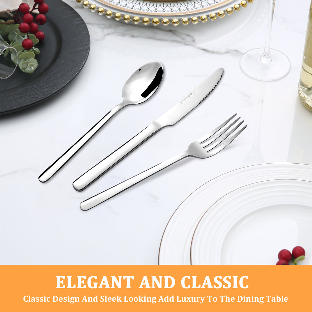 24-Piece Stainless Steel Flatware Set for 6 - Mirror Polished Silverware Cutlery Set, Dishwasher Safe