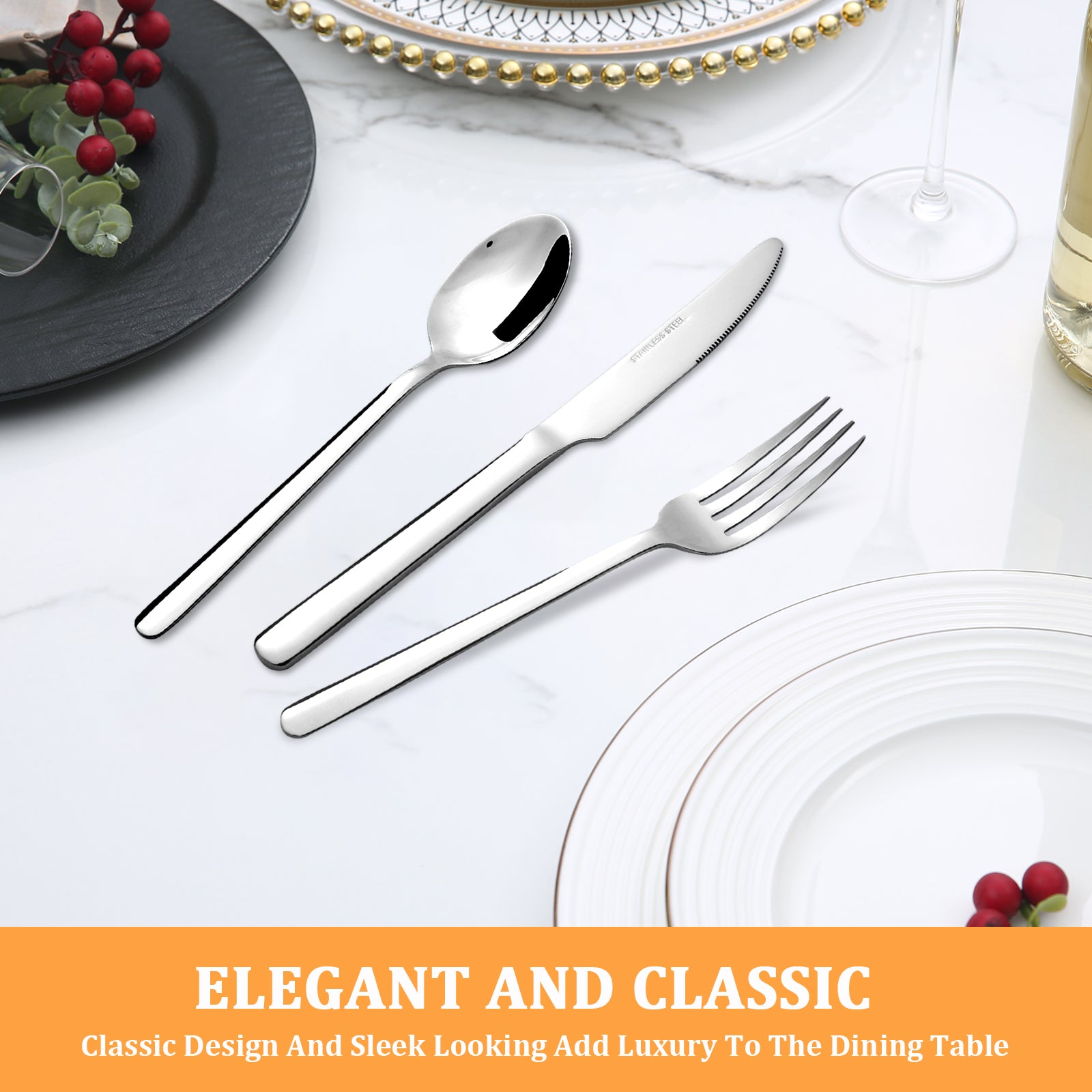 24-Piece Stainless Steel Flatware Set for 6 - Mirror Polished Silverware Cutlery Set, Dishwasher Safe