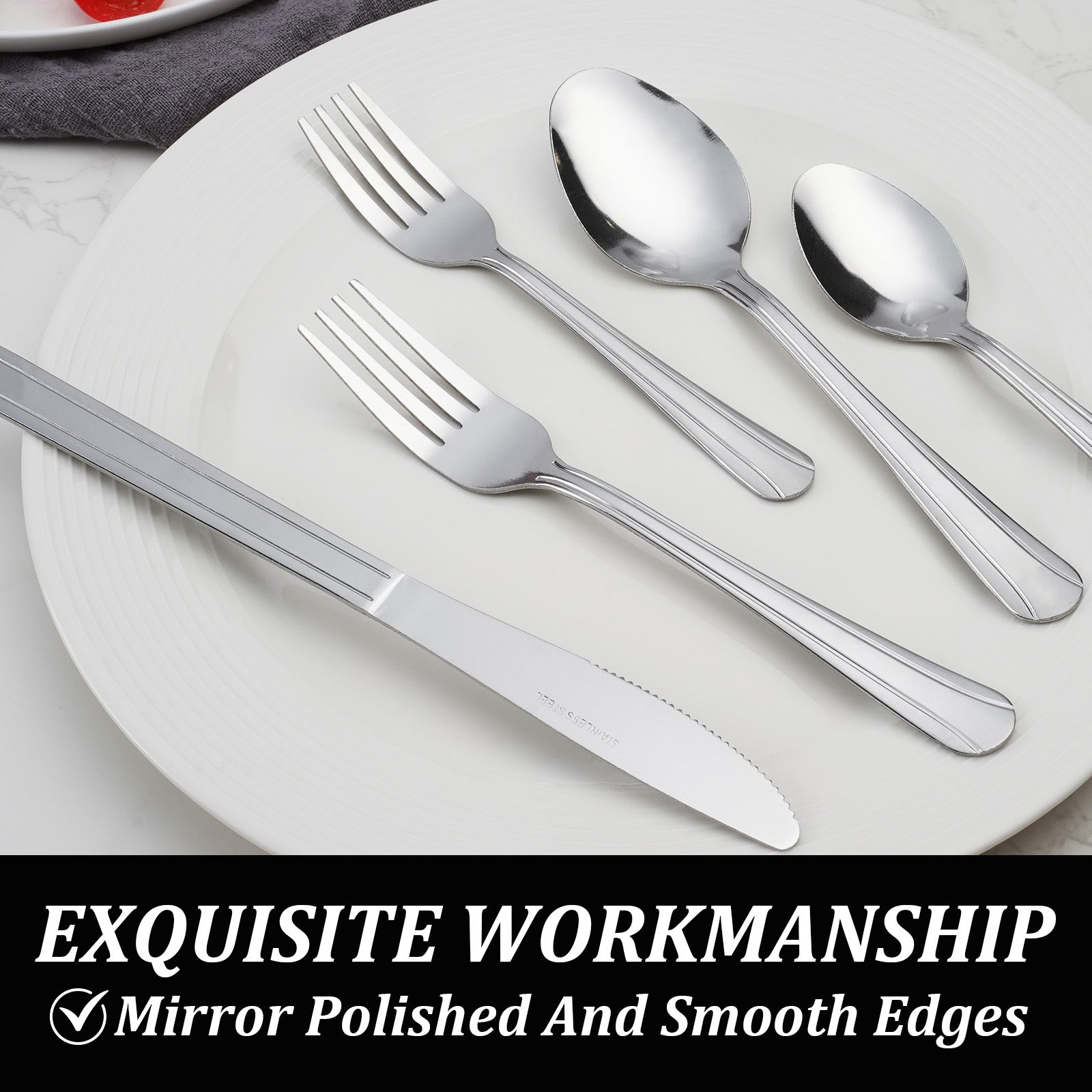 40/60-Piece Stainless Steel Cutlery Set – Complete Tableware for 8/12People