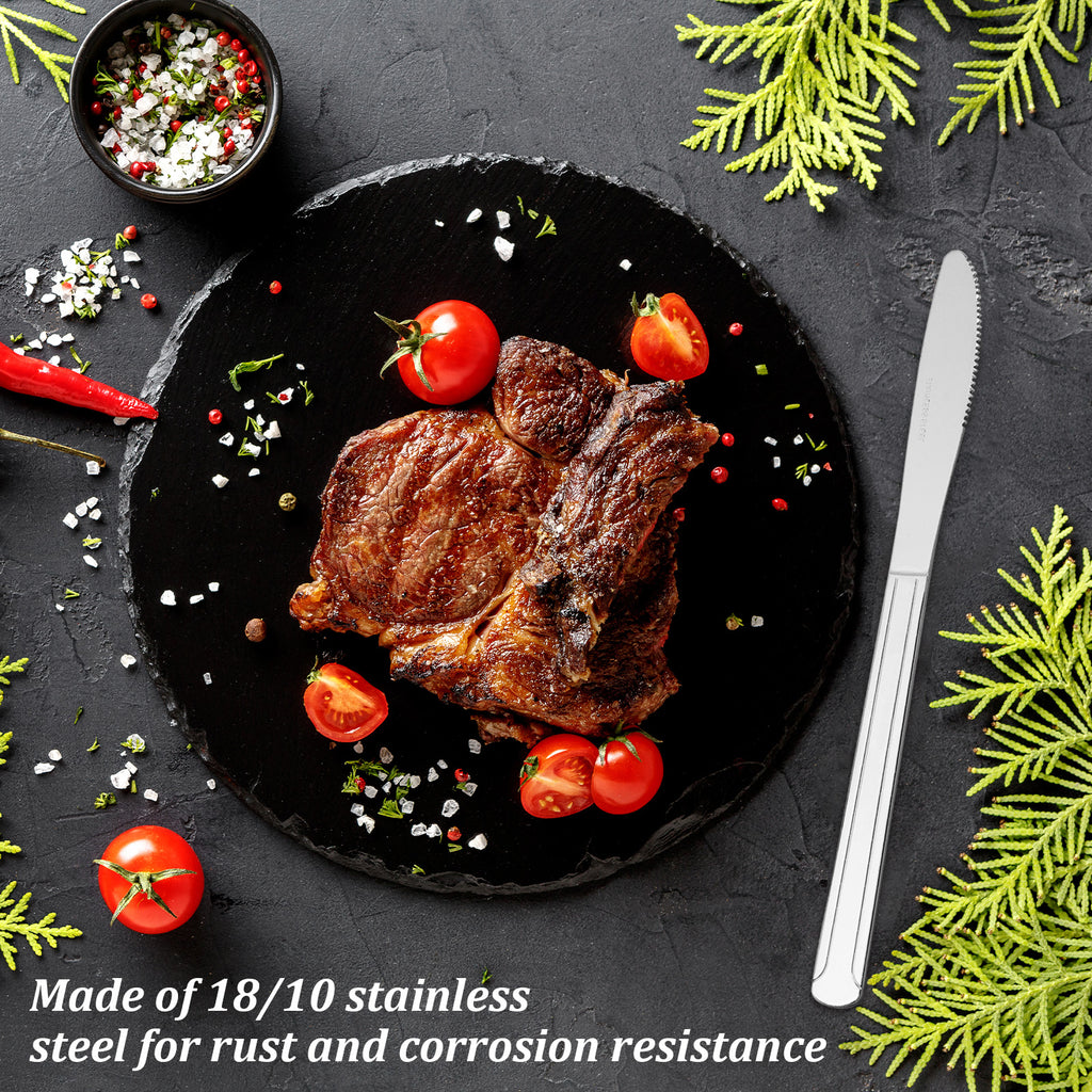 36-Piece Stainless Steel Dinner Knives, 8.6" Food-Grade Serrated Steak Knives for Home & Restaurant