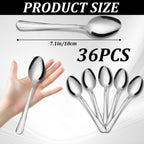 36/60-Piece Stainless Steel Dinner Spoons Set, 7.1" Food-Grade Metal Spoons for Home & Restaurant