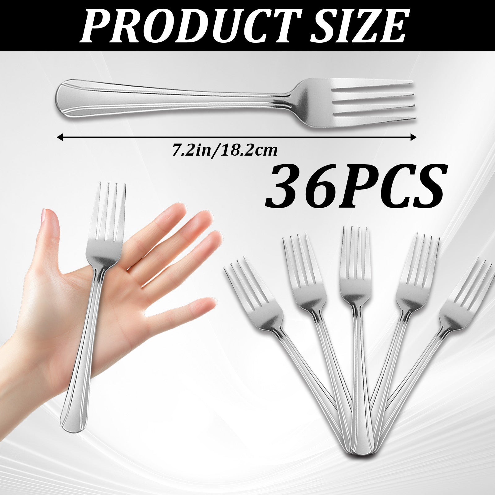 36/60-Piece Stainless Steel Dinner Forks Set, 7.1" Food-Grade Metal Forks for Home & Restaurant
