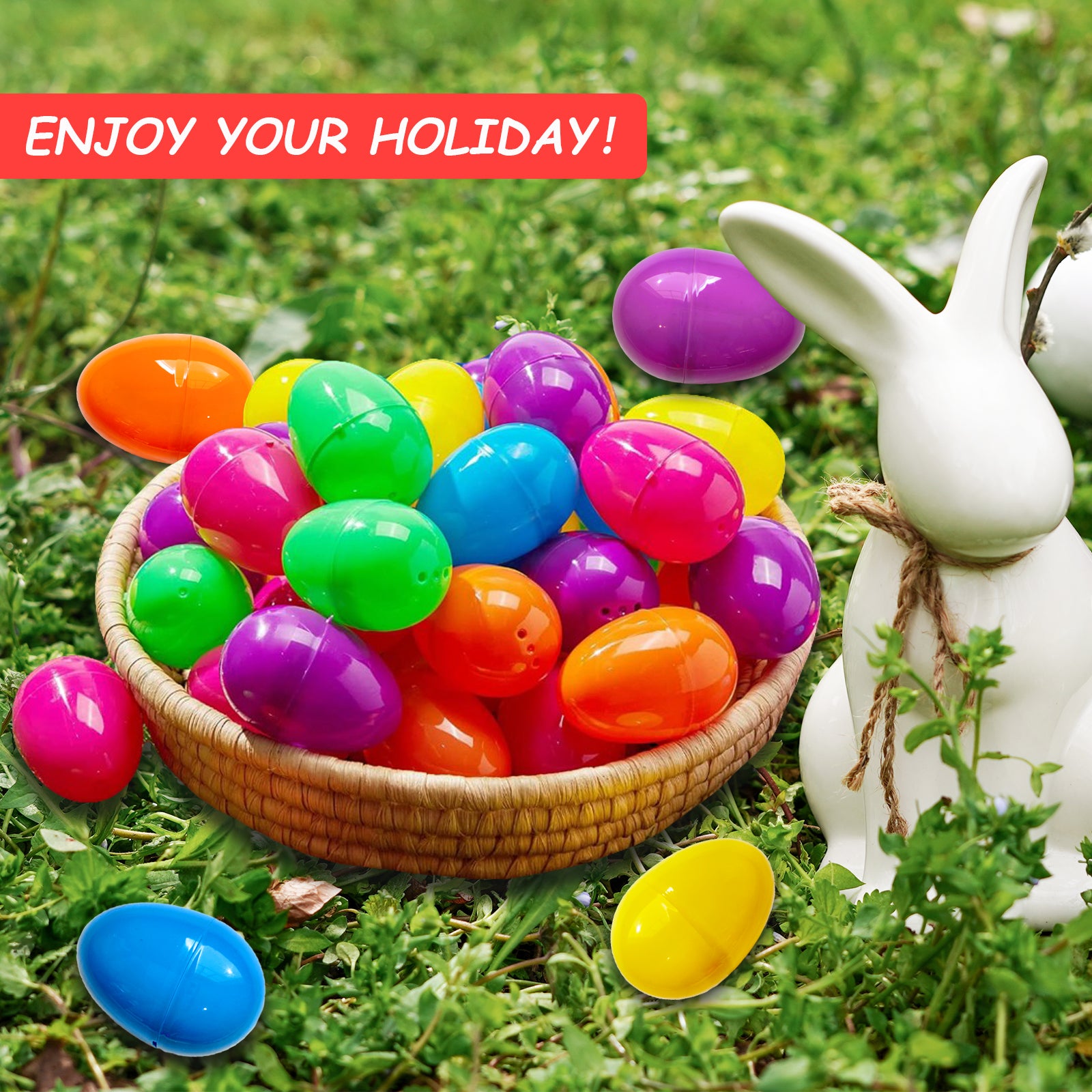 Hansmart Unfilled Easter Eggs, with Hinge Bulk Colorful Bright Empty Plastic Easter Eggs, 2.25'' Assorted Colors