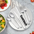 24/48-Piece Christmas Stainless Steel Flatware Set with Steak Knives, Dishwasher Safe Silverware Set