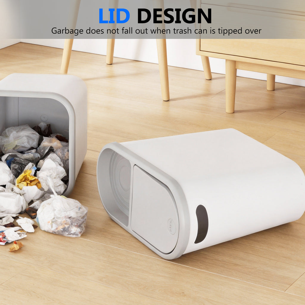 2-Pack 10L Slim Trash Can with Press Lid - Odor Control, Waterproof for Bathroom & Kitchen