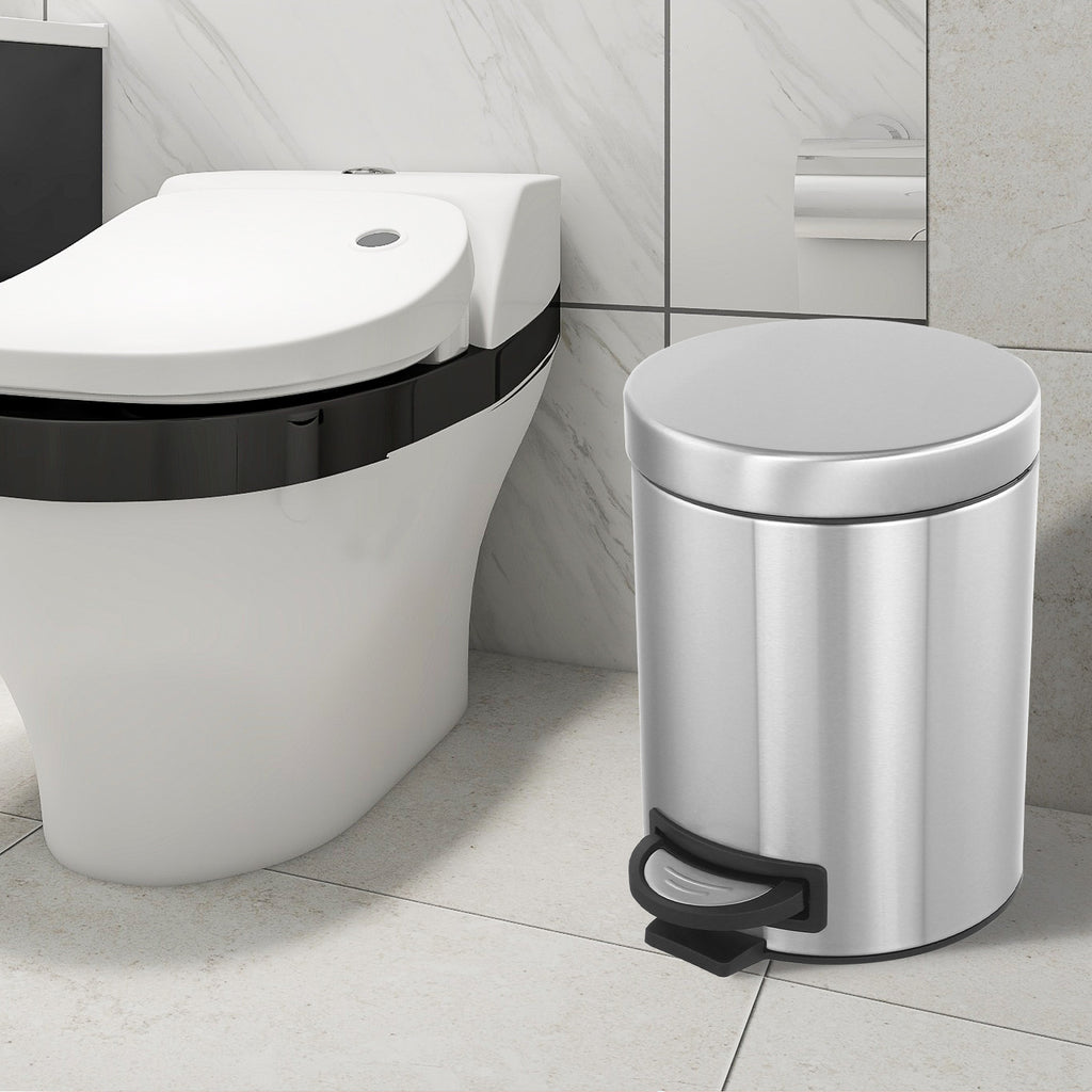 2Pack- 5L/ 1.3 Gallon Premium Stainless Steel Trash Can, Small Round Garbage Can