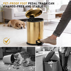 2-Piece 5L Stainless Steel Oval Kitchen Trash Can – Silver & Gold