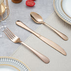 24-Piece Rose Gold Flatware Set with Steak Knives, Stainless Steel Silverware Set for 4, Ideal for Home and Kitchen