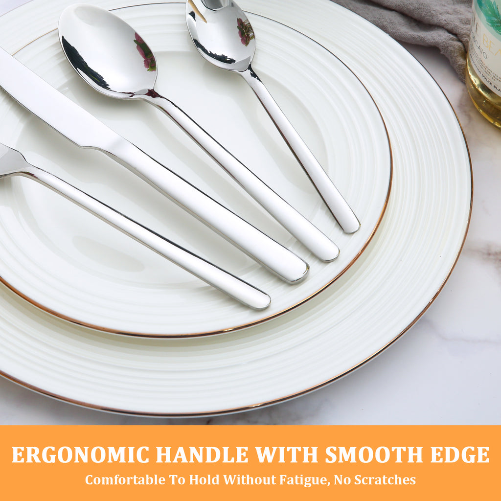 24-Piece Stainless Steel Flatware Set for 6 - Mirror Polished Silverware Cutlery Set, Dishwasher Safe
