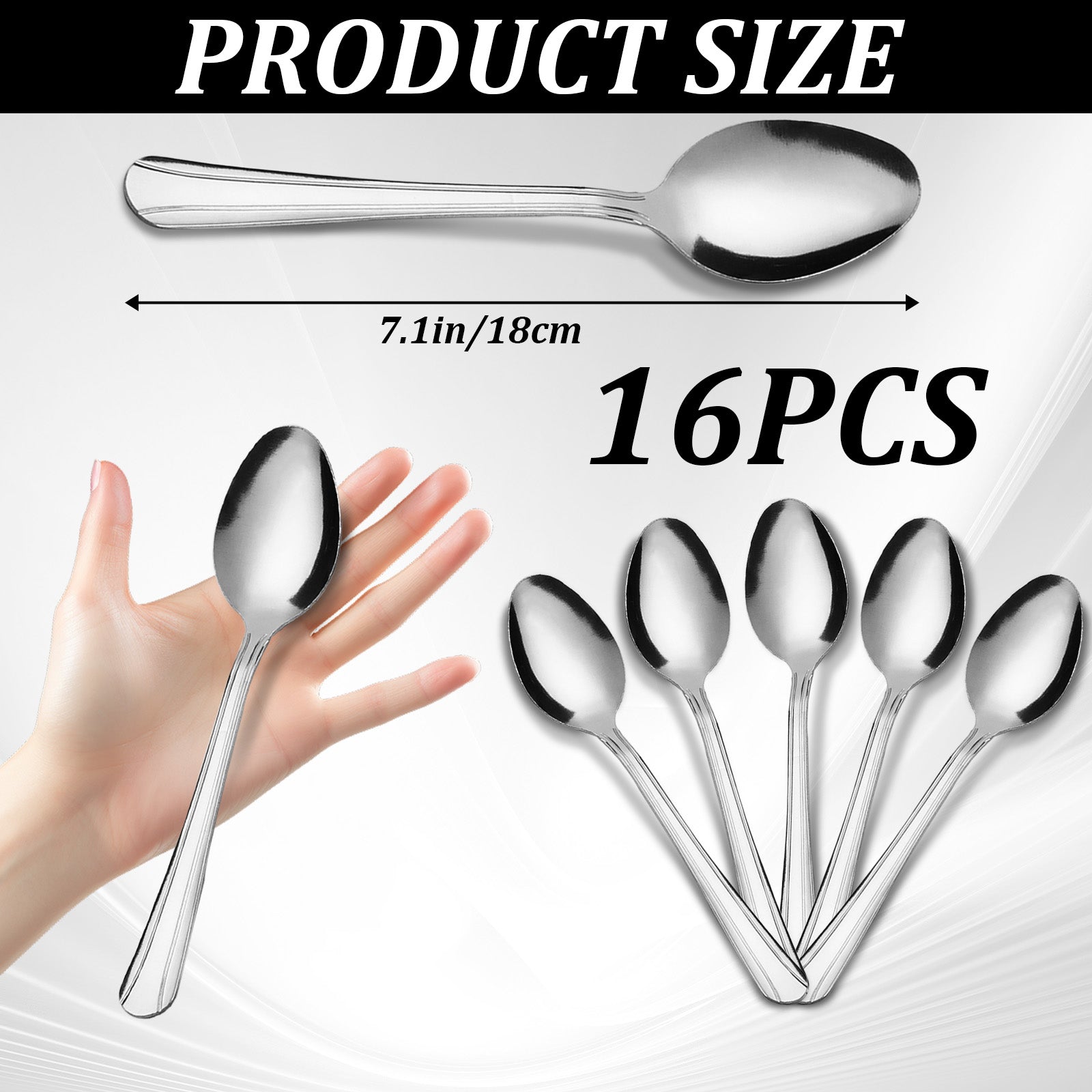 16-Piece Sleek Stainless Steel Dinner Spoons – Ideal for Home, Restaurant & Parties