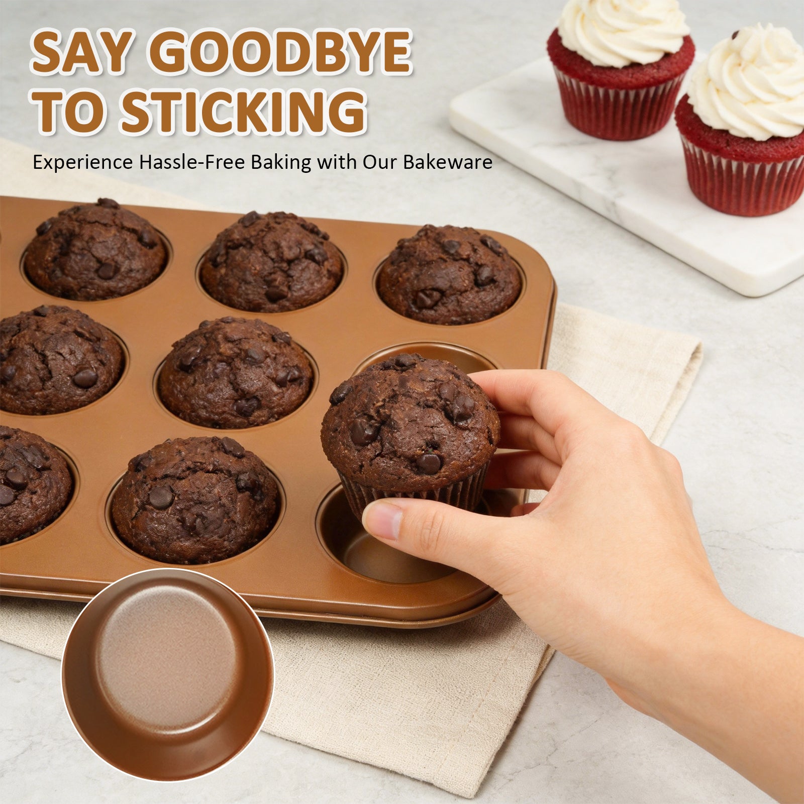 10-Piece Nonstick Carbon Steel Bakeware Set – Oven Safe Pans, Cookie Sheets, Muffin & Loaf Trays for Home Bakers