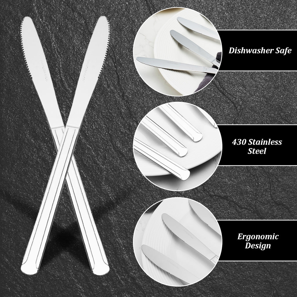 36-Piece Stainless Steel Dinner Knives, 8.6" Food-Grade Serrated Steak Knives for Home & Restaurant
