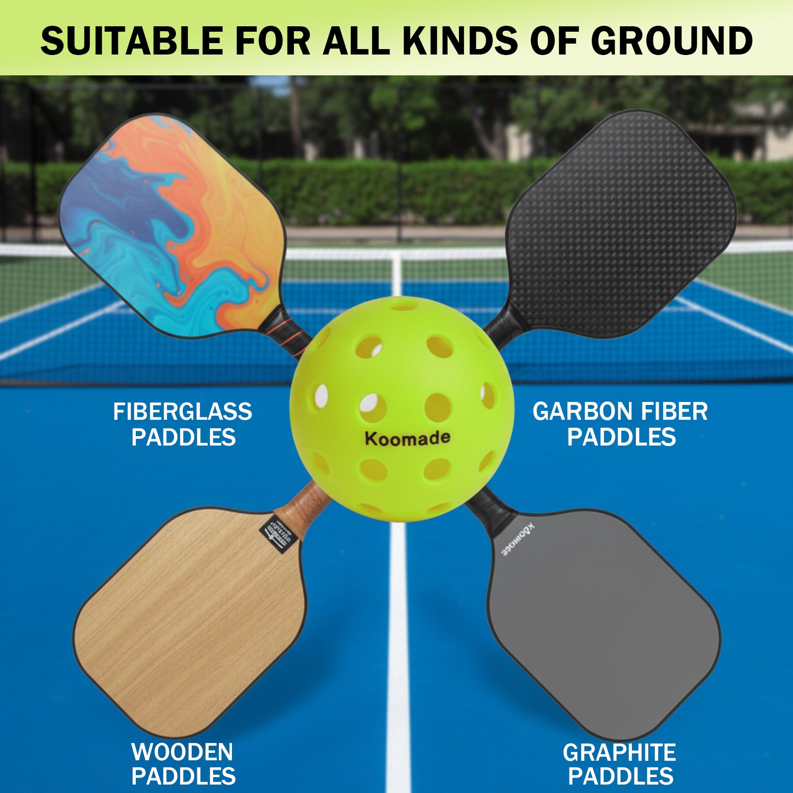 Koomade 8/16 Pack 40-Hole Pickleball Balls, USAPA Standard, Durable Outdoor/Indoor Pickle Balls with Consistent Bounce, Multi-Color Bulk Set for All Courts