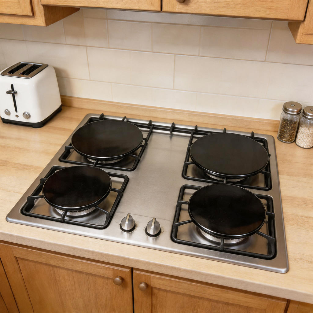 4PCS Black Gas Stove Burner Covers - Durable Tinplate, Anti-Deformation