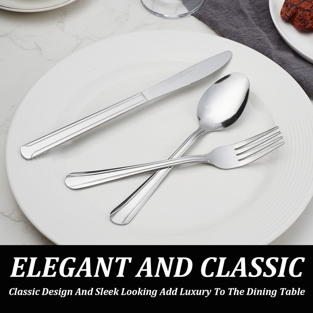 40/60-Piece Stainless Steel Cutlery Set – Complete Tableware for 8/12People