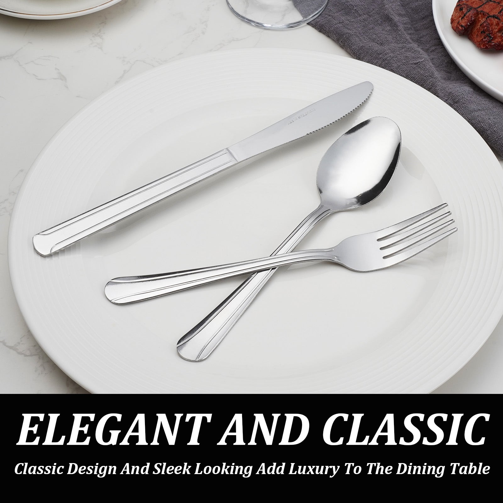 40/60-Piece Stainless Steel Cutlery Set – Complete Tableware for 8/12People
