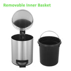 2Pack- 5L/ 1.3 Gallon Premium Stainless Steel Trash Can, Small Round Garbage Can