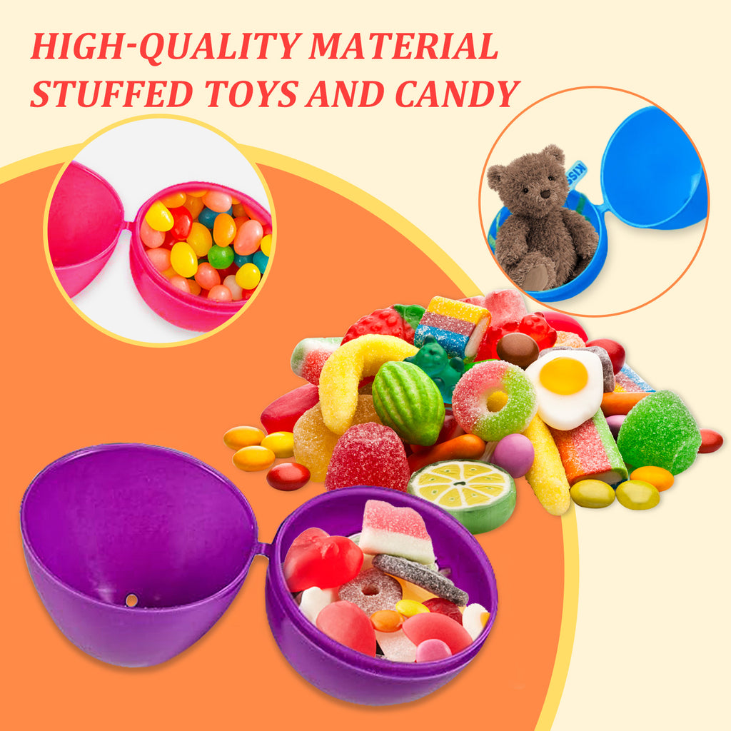 Hansmart Unfilled Easter Eggs, with Hinge Bulk Colorful Bright Empty Plastic Easter Eggs, 2.25'' Assorted Colors