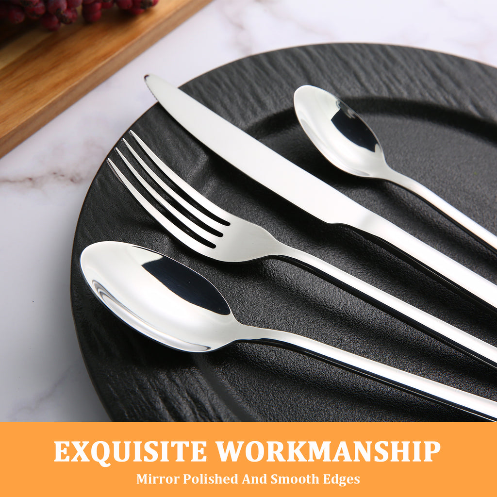 24-Piece Stainless Steel Flatware Set for 6 - Mirror Polished Silverware Cutlery Set, Dishwasher Safe