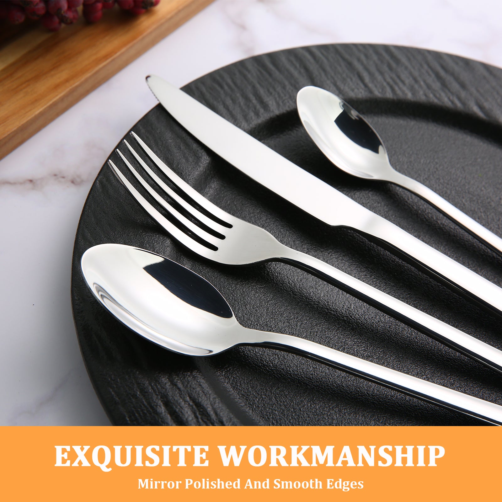 24-Piece Stainless Steel Flatware Set for 6 - Mirror Polished Silverware Cutlery Set, Dishwasher Safe