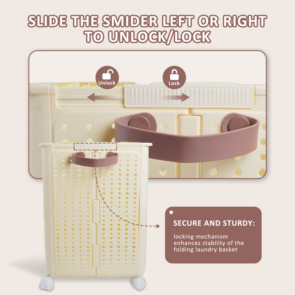 Foldable 67L Laundry Storage Basket - Wheeled, Breathable & Easy to Clean