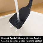 12-Piece Kitchen Gadgets Set - Non-Stick Silicone Utensils with Wood Handles, Dishwasher Safe for Everyday Cooking