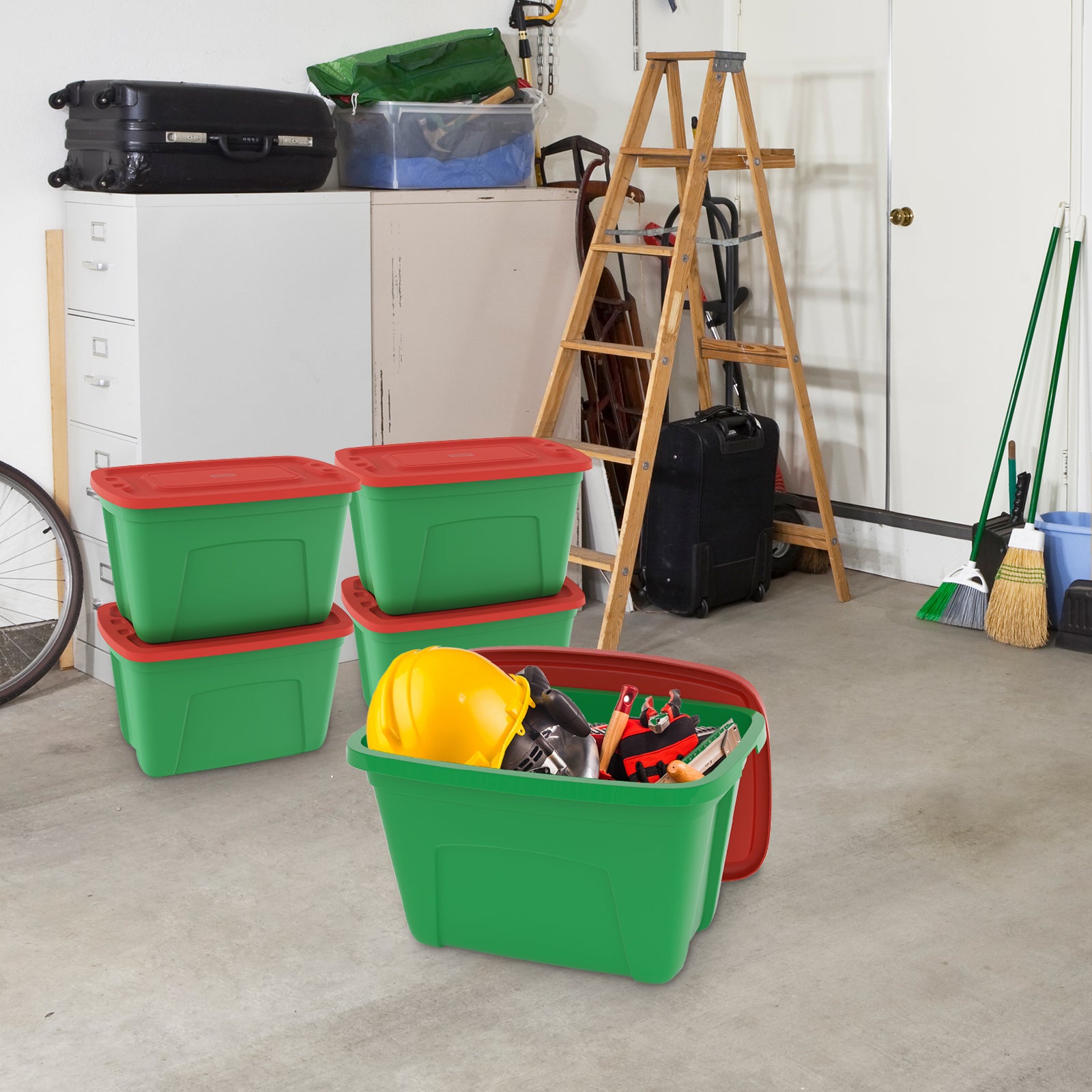 SimplyKleen 18-Gallon Storage Bins with Lids, 4-Pack Heavy-Duty Stackable Plastic Storage Totes