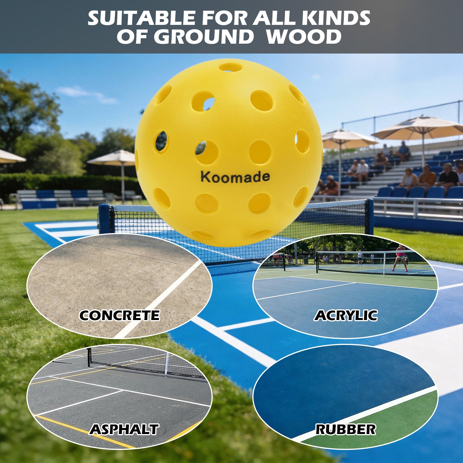 Koomade 8 /16 Pack 40-Hole Pickleball Balls - Durable, Consistent Bounce for All Courts