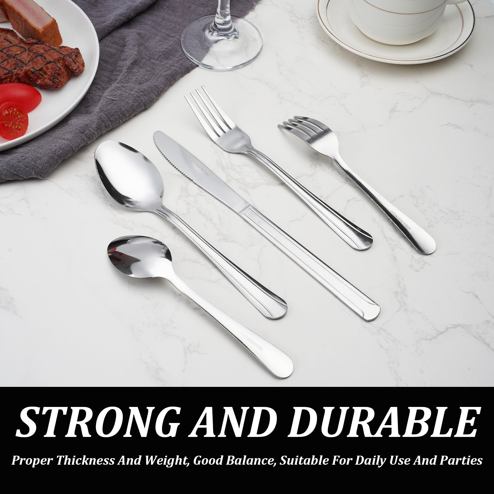 40/60-Piece Stainless Steel Cutlery Set – Complete Tableware for 8/12People