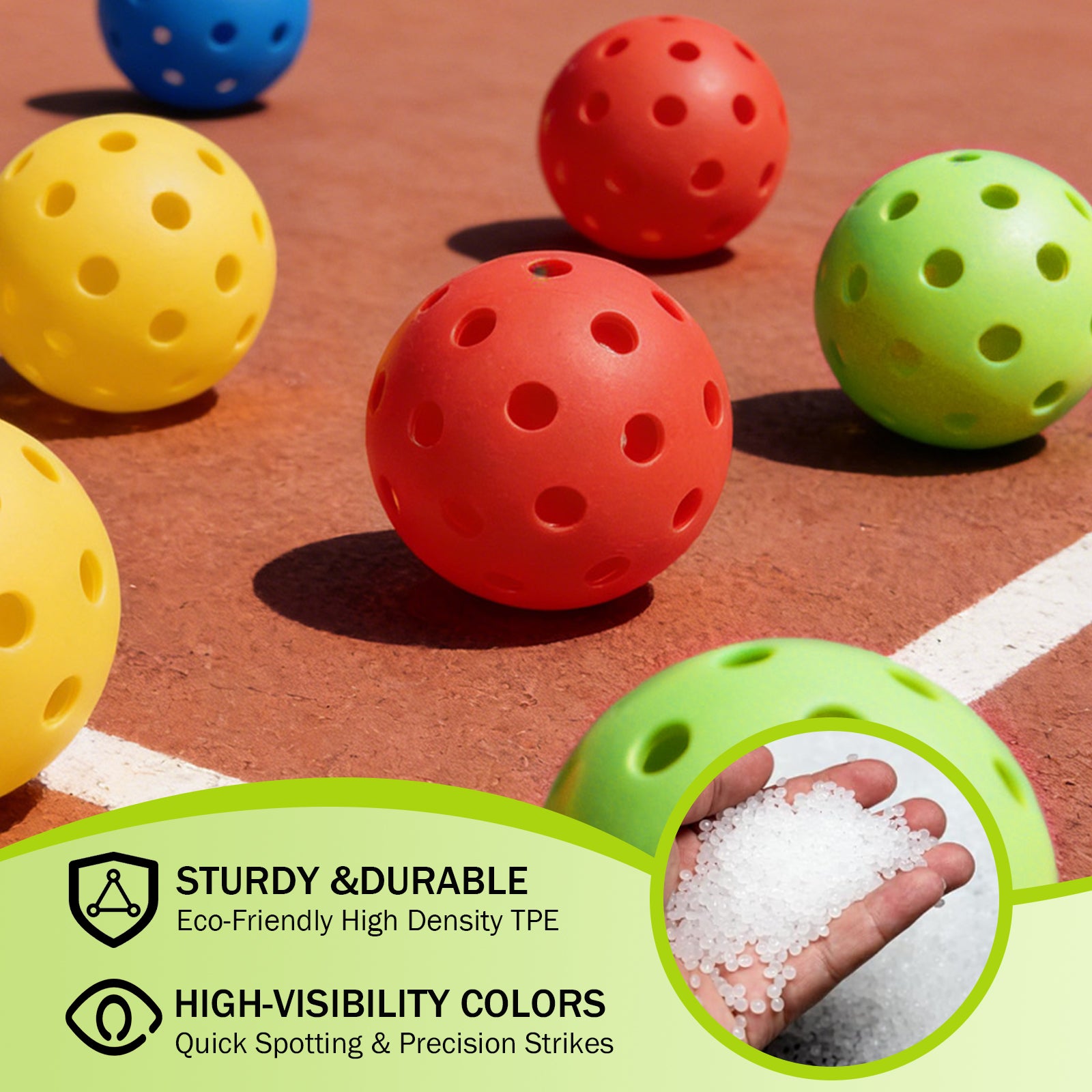 Koomade 8/16 Pack 40-Hole Pickleball Balls, USAPA Standard, Durable Outdoor/Indoor Pickle Balls with Consistent Bounce, Multi-Color Bulk Set for All Courts