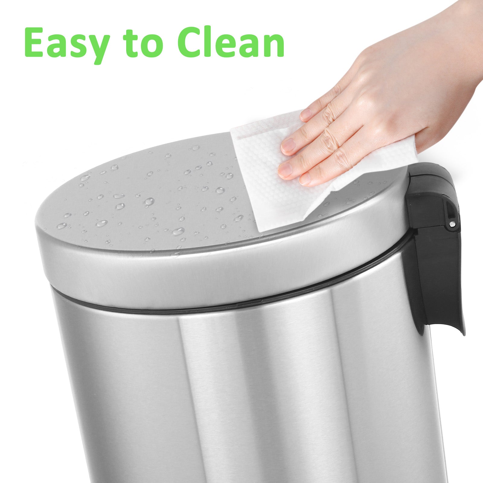 2Pack- 5L/ 1.3 Gallon Premium Stainless Steel Trash Can, Small Round Garbage Can