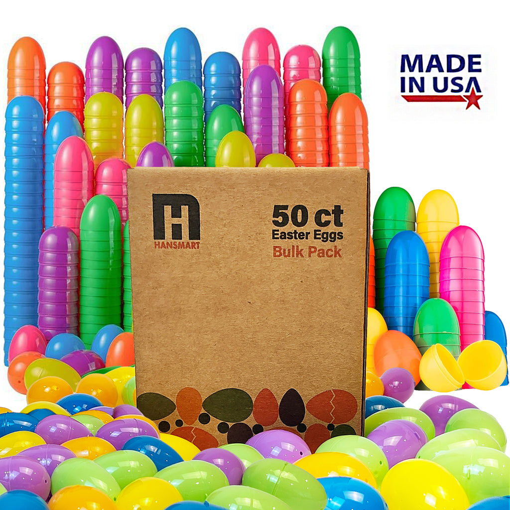 Hansmart Unfilled Easter Eggs, with Hinge Bulk Colorful Bright Empty Plastic Easter Eggs, 2.25'' Assorted Colors