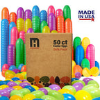 Hansmart Unfilled Easter Eggs, with Hinge Bulk Colorful Bright Empty Plastic Easter Eggs, 2.25'' Assorted Colors