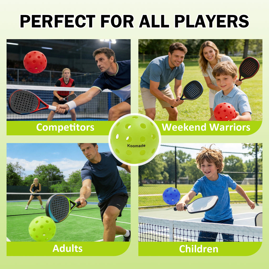 Koomade 8/16 Pack 40-Hole Pickleball Balls, USAPA Standard, Durable Outdoor/Indoor Pickle Balls with Consistent Bounce, Multi-Color Bulk Set for All Courts